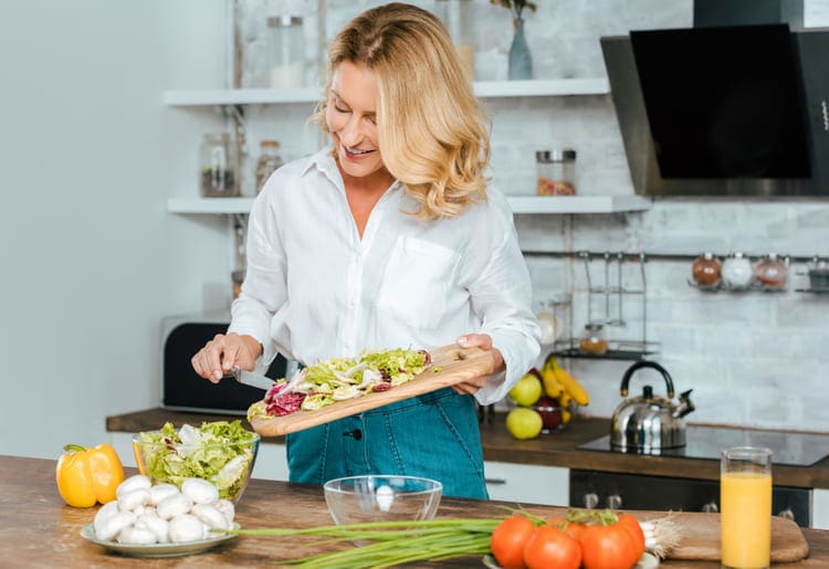 Woman making a healthy meal.