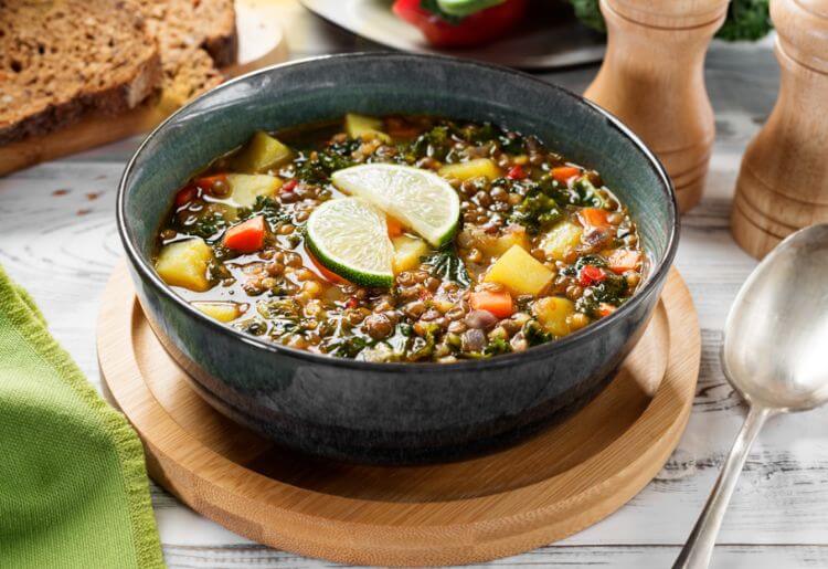 Sausage and kale lentil stew